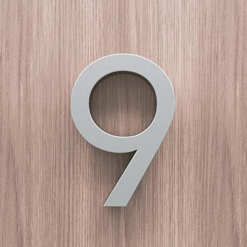 Self Adhesive House Numbers Stickers 2/3/4 Inch Modern Acrylic Door Number Gold/Silver/Black Mailbox Address Sign, for Wall Decor Hotel Apartment Room Office Garden Cafe Yard Plaque Street(Silver 9,3I