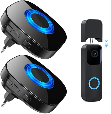 PHYSEN Funksignal Weiterleitung, Speziell für Blink Doorbell, Funkklingel Set, Nur für den Fest Verkabelten Modus, 58 Melodien & 5 Lautstärkestufen, Reichweite bis zu 200 m, 2 Empfänger und 1 Sender