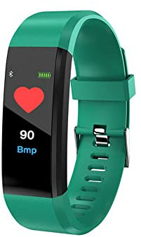 Braccialetto fitness tracker per la frequenza cardiaca e la pressione sanguigna, per Fitbits, Bluetooth, con monitoraggio del sonno, contapassi, impermeabile IPX7, per attività (verde)