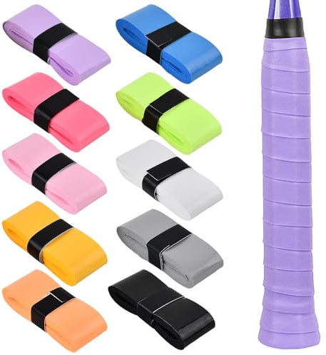 10 pezzi Colore Nastro racchetta tennis, Autoadesivo Antiscivolo e Traspirante Nastro racchetta per Tennis Squash Badminton e Ping-pong
