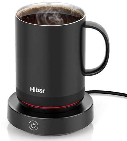 Hibsr Coffee Mug Warmer Set: Smart Electric Warmer with Auto Shut-Off & Faster Direct-Contact Heating Up to 149°F - Gifts for Men Women