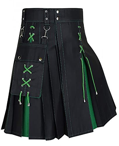 pvucpot Tradizionale Kilt Uomo Scozzese Tartan Irlandese Vintage Gotico Moda Kendo Kilt Medievale Gonna Scozzese Tartan individualità