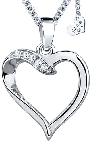 Limana Damen Halskette 925 Silber Kette mit Herz Anhänger gold Ich liebe Dich Schmuck Geschenk für Sie Frauen Freundin Ehefrau Weihnachten Herzkette