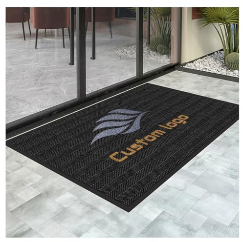PMFRUG Personalised Area Rug Custom Front Door Mat 150x60cm | with Logo Names Text Customized Commercial Entrance Indoor Outdoor Carpet Personalized Doormat for Home Decoration