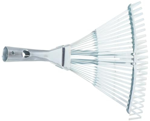 Toyvian Cabezal de Rastrillo Metálico Extensible 22 Dientes, Ajuste 29-46 Cm, Acero Galvanizado Resistente para Jardín, Césped y Patio, Herramienta Manual para Hojas y Desechos Exteriores