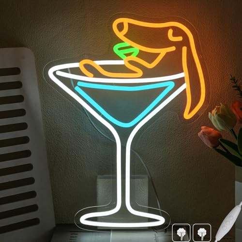 LULANMP Dachshund Martini Neon Schild Hund LED Schild Bar Leuchtreklame Haustier Leuchtschild für Schlafzimmer Bar Männerhöhle Zuhause Party