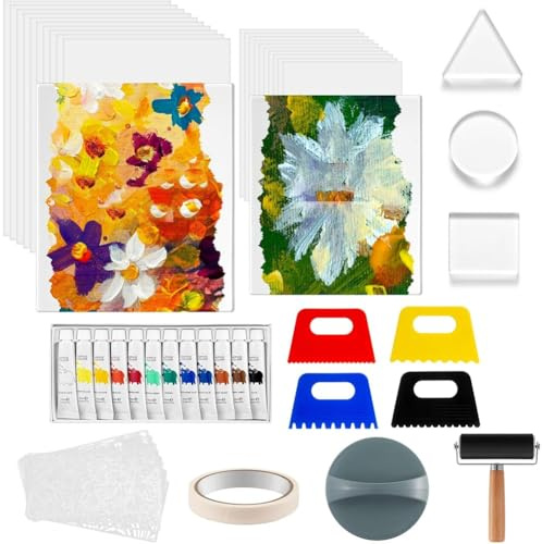 YGBWAOV Kit di Piastre per Stampa In Gel con Raschietto per Incluso, Set Completo per La Stampa e Strumenti Essenziali per La Creazione di Biglietti D'Auguri Artistici con Tecniche Miste