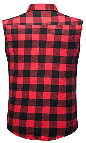 Camisa de franela para hombre, sin mangas, a cuadros, con bolsillos, corte ajustado, a cuadros, para el tiempo libre, camisa tradicional para hombre, camisa a cuadros, camisa de verificación, camisa