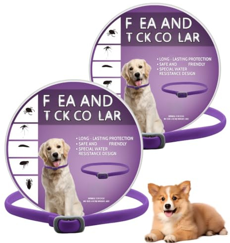 2PCS Dog Fle/a Coll/ar for Dogs,Durable Fle/a Co/llar for Cats & Dogs | 2PCS Dog Fle/a & Tic/k Coll/ar,65cm Adjustable Waterproof Fl/ea Col/lar for Dogs,Safe F/lea and Ti/ck Protection for Dogs