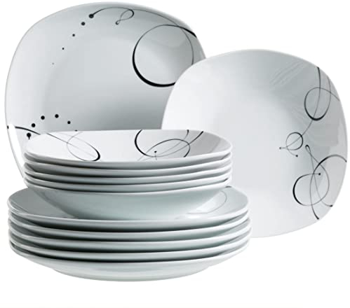 Domestic by Mäser, Serie Chanson, Servizio da tavolo da 12 pezzi, per 6 Persone