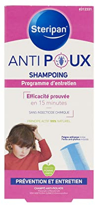 Steripan - Shampoing Traitant Anti-Poux + Un Peigne Anti-Poux - Programme d'Entretien - Efficacité Prouvée - Sans Insecticide - Sans Parfum - Sans parabene - 125ml