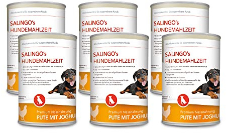 SALiNGO Hundefutter nass, Pute mit Joghurt und Spätzle (6x400g)