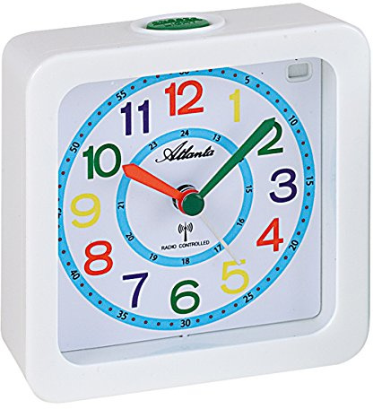 Atlanta Wecker für Kinder Funk Weiss Ohne Ticken Analog Licht Snooze - 1853-0