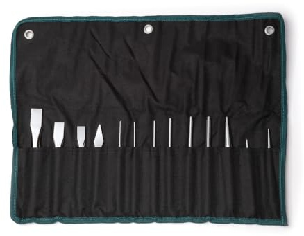 SATA ST09164SJ Juego de Perforadoras y Cinceles con Acabado Cromado y Construcción de Acero CR-V Profesionalmente Resistente, 13 Piezas