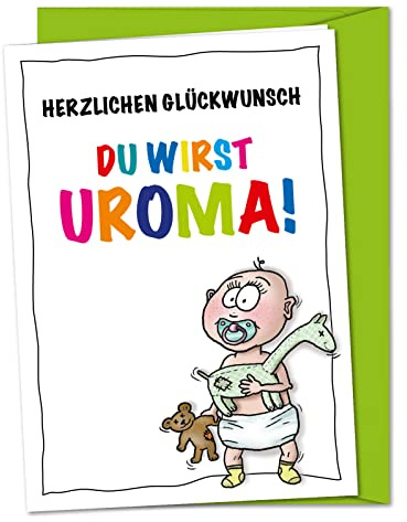 bernsteinfee-CARDS XL Karte Uroma, Babykarte, Schwangerschaft verkünden, Wir sind schwanger, Oma wird Uroma, Nachwuchs ankündigen, Glückwunschkarte zum Urenkelkind - inkl. Umschlag (DIN A5)