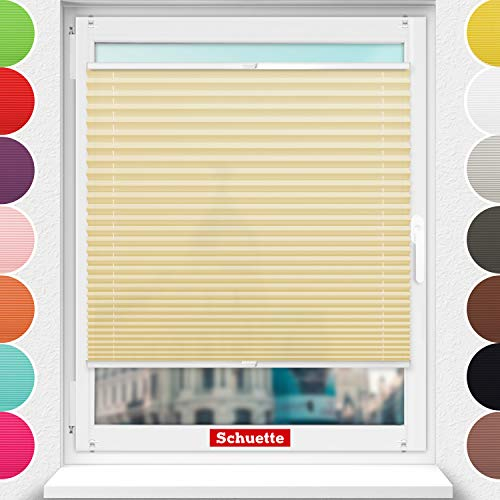 Schuette® Plissee ohne Bohren ● Premium Kollektion: Sahara's Sand ● 60x120cm (Breite x Höhe) ● Suprafix Faltrollo Klemmfix 2.0 Rollo ● 60 Sekunden Plisseerollo Montage inkl. Video