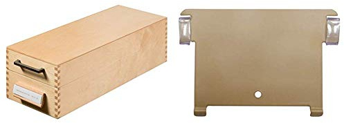 HAN Karteikasten 1007, DIN A7 quer aus Holz/Hochwertige Lernkarteibox aus edlem & robustem Naturholz für 1.500 DIN A7 Karteikarten & als Lehrmaterial & Metall-Stützplatte DIN A7 quer, braun