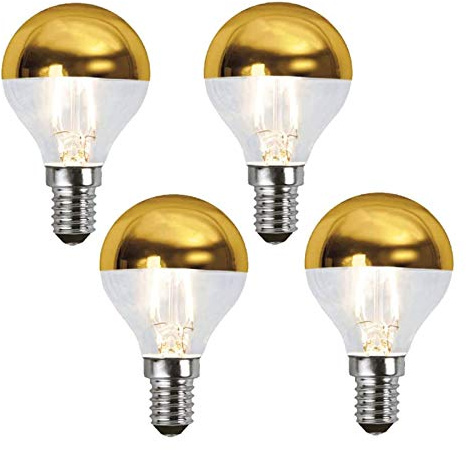 Lxcom Lighting 4W Half Chrome Gold LED Light Bulb(4 Pack), G45/G14 E14 Base Dimmable Gold Tipped Vintage LED Filament Bulbs Warm White 2700K Decorative Globe Bulbs