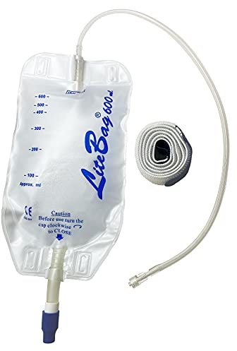 LiteBag Urine Drainage Bag, 600mL with Anti-Reflux Valve, 50cm Silicone Tube and Cloth Backing 1300/0061 (1)