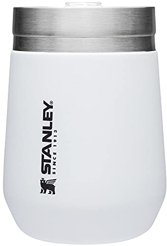 STANLEY GO Everyday Wine Tumbler 10 oz | Press Fit Drink Through Lid | Beverage, Coffee, and Cocktail Cup | Insulated Stainless Steel Wine Glass | BPA-Free | Polar