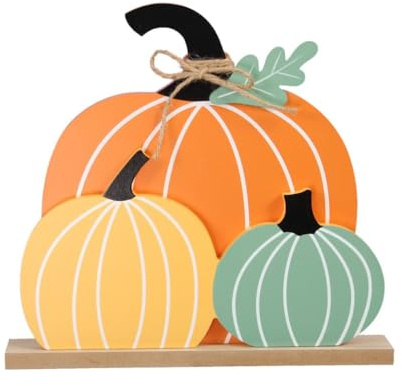 XL Aufsteller Holz 27x25cm Kürbisse o188 orange grau Weiss gelb Kürbis Tischdeko Deko Halloween Holzkürbis Herbstdeko Dekokürbis Dekoobjekt Tischdeko Dekofrüchte