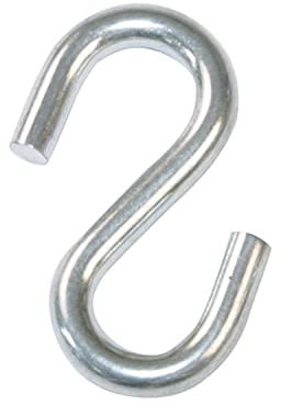 Amig - Packung mit 6 offenen Haken Typ S | Mod.30165 | Aus verzinktem Stahl | Ø 2,5 x 27 mm | Silberfarben | Zum Aufhängen von Werkzeugen oder Küchenutensilien, zum Verbinden von Seilen