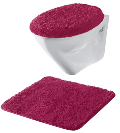 Erwin Müller Hänge-WC-Set 2-TLG. Rhodos Uni, WC-Vorlage, WC-Deckelbezug rutschhemmend Fuchsia Größe - ultraweich, extrem saugfähig, flusenarm