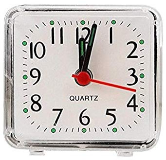 U-K Réveil carré, silencieux, sans batterie, petit réveil portable de voyage, blanc, de qualité supérieure et créatif