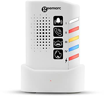 Geemarc Amplicall 150 - Portable Receiver for Home Alert System with Loud Alarm and Built-in Shaker - Works as Doorbell and Phone Ringer Amplifier, Sound Detector, and SOS Alarm - For Hearing Impaired