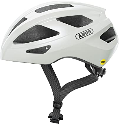 ABUS Rennradhelm Macator MIPS - Fahrradhelm für Einsteiger mit Schirm - geeignet Zopfträger - Damen und Herren - Weiß, Größe S, S (51-55 cm)