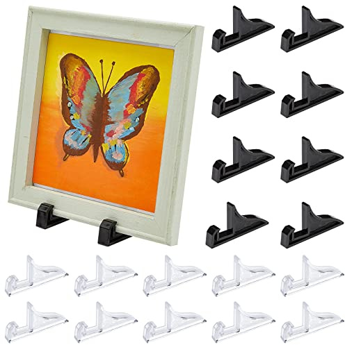 PH PandaHall 20pcs Picture Stand Photo Frame Display Stands Black Clear Plate Stand Holder Plastic Picture Display Easel for Book Plate Plaque Photo Platter Collectibles Desktop Party Home Decoration