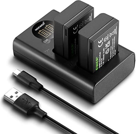 NEEWER Ersatzakku und Ladegeräteset für EN-EL25, 2er Pack 1350mAh Akkus und Dual Kanal USB Ladegerät vom Typ C, kompatibel mit Nikon Z30, Z50 und ZFC Kameras 4241 EN-EL25 Akku MH-32 Ladegerät