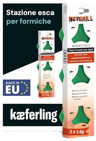 Novokill Piège Fourmis 3 Pièces | Appât Puissant Intérieur Extérieur | Boîte Contre Insectes Maison | Solution Efficace Fabriquée en UE