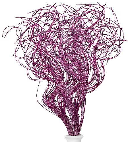 Syhood 36 Pieces Purple Curly Ting Ting Branches Christmas Branch Glitter