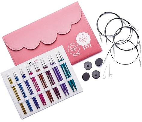 KnitPro Zing Deluxe Austauschbares Nadelspitzen-Set 5 (13 cm) | 8 Größen (3,5 mm bis 8 mm)