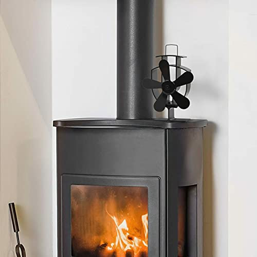 JUNZAI Wärmebetriebener Kaminventilator 5 Blätter Schwarz, Ofenventilator, Kamin Ventilator, Kaminventilator Lüfter, Ventilator Für Kaminofen, Ventilator Für Kachelofen 51238 - at