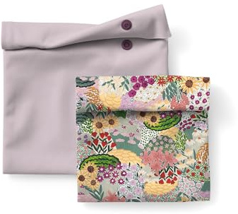 Esembly Snack + Sammy Pouches - Reusable Snack & Sandwich Bags| Storage Bag for Food - Set of 2 - Botanic Gardens Amethyst
