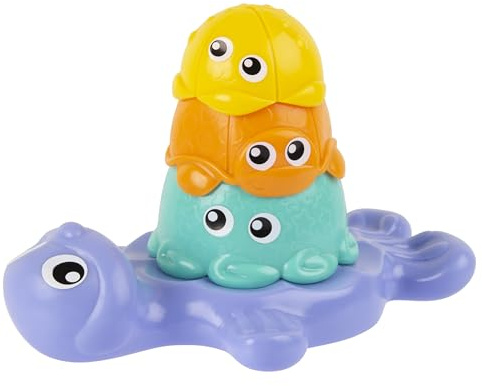 Playgro 123 Stack Me Seal, Gobelets de Bain Bébé Empilables – Jouet Sensoriel Animaux Marins avec Phoque Flottant – Motricité, Coordination, Transvasement Eau