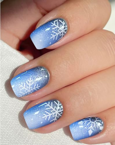 JMEOWIO Nagelfolie Weihnachten Glitzer Schneeflocke Gel Nail Nagelfolien Selbstklebend Nail Sticker Uv Härtend Dekoration Nageldesign Zubehör