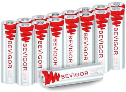 BEVIGOR Lithium Batteries AA Size 16 Pack 1.5V Lithium Iron AA Batteries, Longer Lasting Double A Batteries for Flashlight, Toys, Remote Control【Non-Rechargeable】