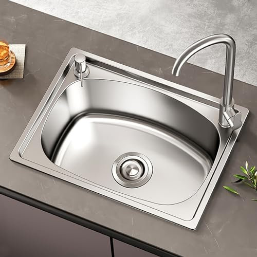 Lavello da cucina a vasca singola in acciaio inox – Lavabo sottopiano quadrato con scarico per cucina, bar, piccolo ristorante – lavello da incasso