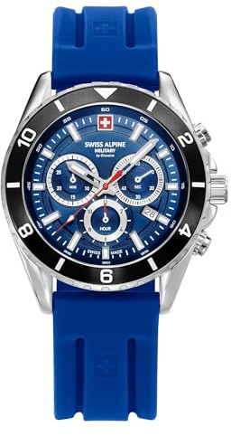 Swiss Alpine Military Herren-Armbanduhr Chronograph Analog Quarz Silikon 7034.9