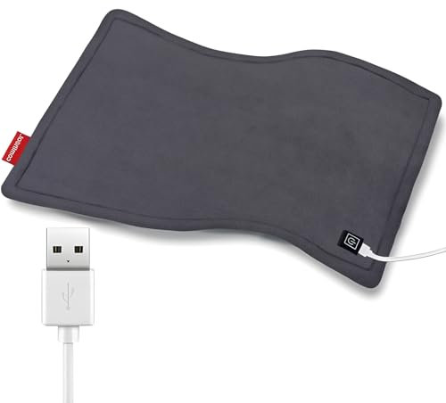 Comfheat USB Heating Pad, 5V Travel Heat Pads for Outdoor Camping, 3 Heat Settings & Auto Shut Off, USB Powered Small Heating Pad for Pain Relief Abdomen Cramps (16x 12) (Non-Chargeable)