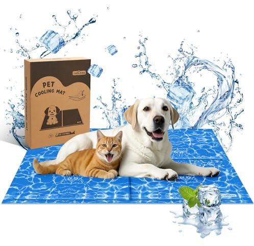 Nobleza - Kühlmatte Hunde Kühlkissen Kühl Hundedecke Kaltgelpad für Katzen Selbstkühlend Ungiftige Gelauflagen Welpe Katzenbett Kühlmatratze im Sommer, 120 * 80cm, Blau, XXL