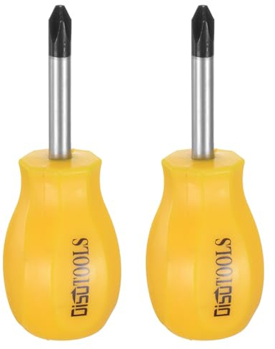 sourcing map Lot de 2 tournevis cruciformes courts PH2 #2 - Tournevis magnétiques CR-V - Petit tournevis de poche pour réparation de bricolage, jaune
