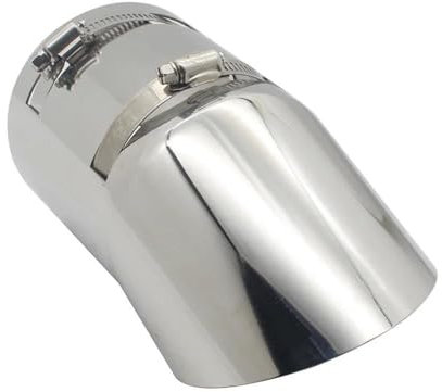 DZSQTUND Auspuffblenden Auto Styling Schalldämpfer Auspuff Schwanz Throat Rohr Spitze Universal Edelstahl Große Durchmesser 96mm Auto Schalldämpfer Auspuff Blende(Silber)