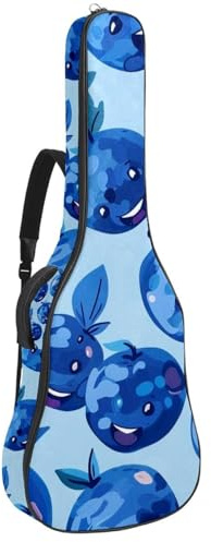 KengjuTesu Étui souple pour guitare acoustique de 109 cm avec sangle à dos et 2 poches Happy Blueberry, sans rembourrage, sac à dos imperméable en tissu Oxford pour guitare basse, multicolore, Taille