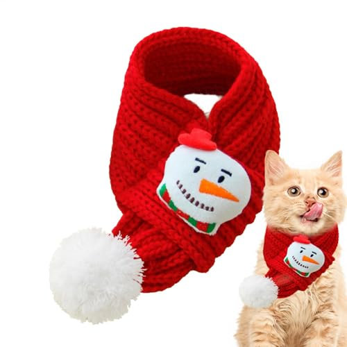 Nuyhadds Weihnachtsschal für Hunde, Winter-Nackenwärmer für Haustiere, weiches und gemütliches Stricktuch für Hunde, verstellbarer Halswärmer, praktisches Knotendesign,