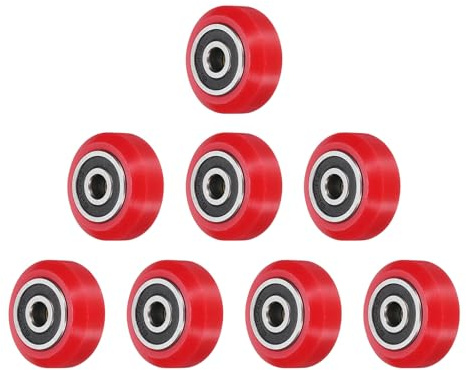 QUARKZMAN 8 Stück 3D Drucker Rad mit 625RS Linearlager, 3D Drucker Pom Rolle Kunststoff Riemenscheibe für 3D Drucker, Rot