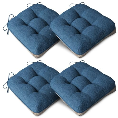AddGrace Cuscini per sedia extra spessi per sedie da pranzo, set di 4. Imbottiture per sedie da cucina antiscivolo. Morbido cuscino per sedia da sala da pranzo con lacci. 40 cm x 40 cm x 10 cm. Colore